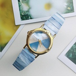 【Lost and find】Sale 50%off 古董款 天然石 藍莓雪糕 粉藍 貝母 手錶 第1張的照片