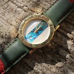 【Lost and find】藝術感 古董款 天然石 鮑貝 貝母 大錶面 手錶 第1張的照片