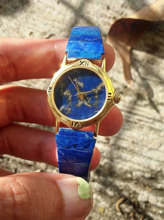 【Lost and find】古董款 天然石 青金 手錶 第1張的照片
