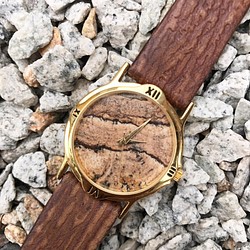 【Lost and find】天然石 文青 古董款 木紋石 中性 手錶 第1張的照片