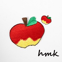 アップリケ 刺繍ワッペン りんご 大小セット×各1枚入り ハンドメイド ハンドクラフト 1枚目の画像