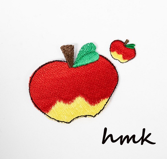 アップリケ 刺繍ワッペン りんご 大小セット×各1枚入り ハンドメイド ハンドクラフト 1枚目の画像