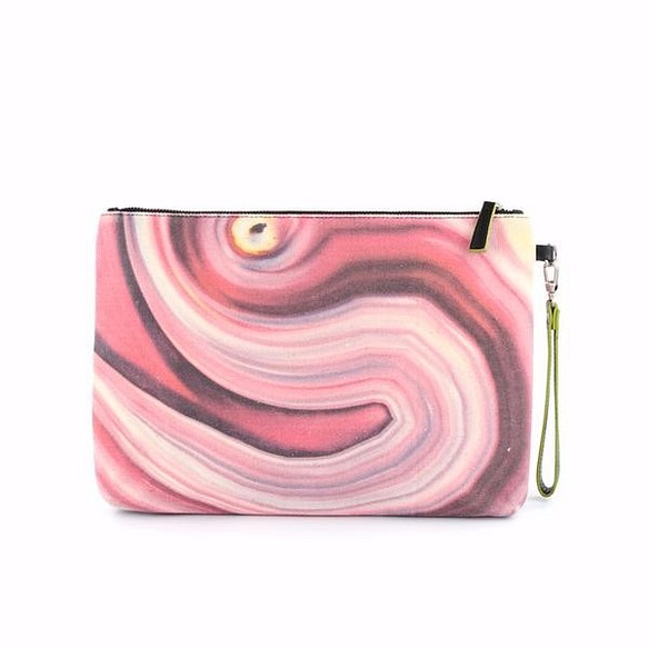 粉紅色石紋帆布手提包包 (可放iPad) 第1張的照片