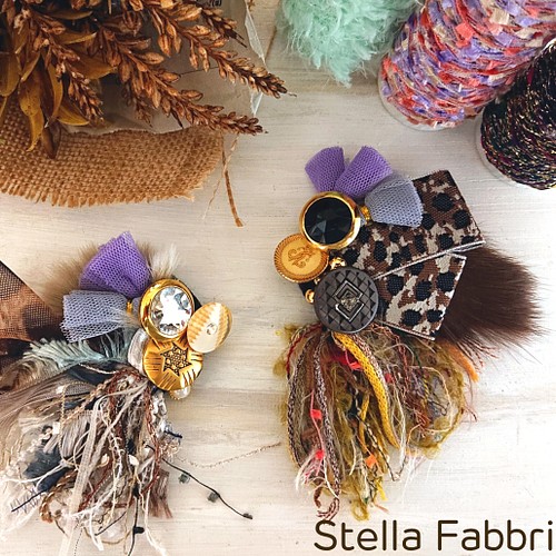 ボタンと引き揃え糸のブローチ2種 ブローチ Stella Fabbrica☆M 通販