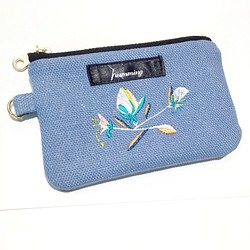humming-小花禮 Embroidery Purse〈零錢包〉-海藍晶瑩 第1張的照片