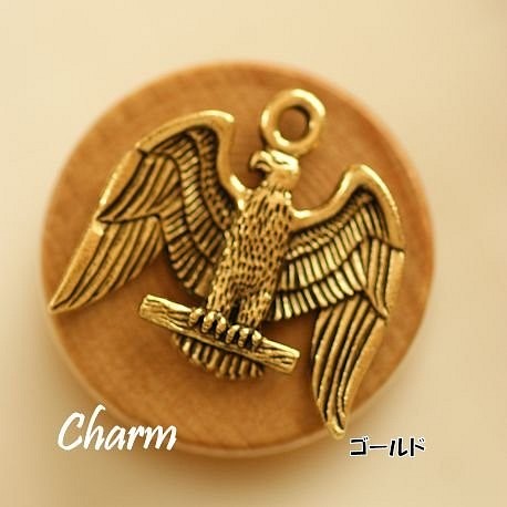 us135【USA製チャーム】ゴールド・鷲(2個)/USA pendant gold eagle(2p) 1枚目の画像