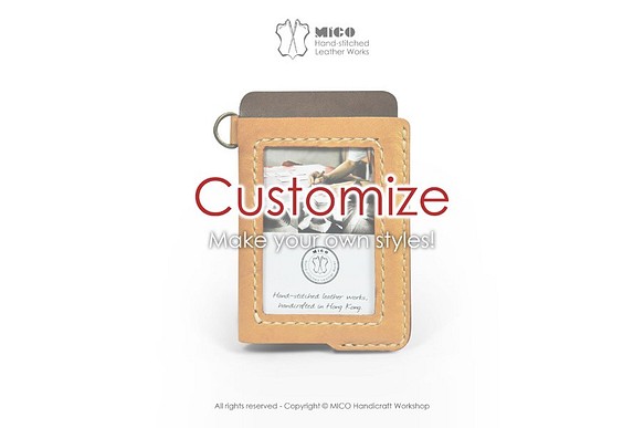 MICO手工皮件斜掛式 悠遊卡套/識別證套/卡片套/工作證套 (客製化自選皮料)[接單訂製] 第1張的照片