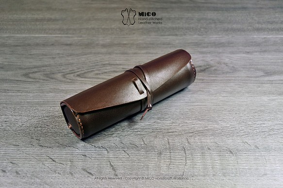 MICO 植鞣革筆卷 / 筆袋 (焦茶色) [接單訂製] 第1張的照片