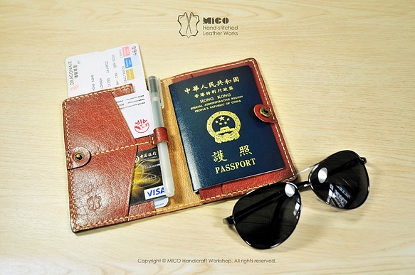 MICO 手縫皮革護照夾 開心旅行出發吧!  (客製化自選皮料)[接單訂製] 第1張的照片
