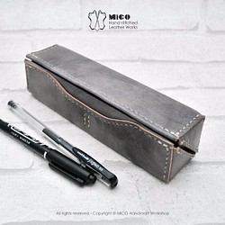 MICO手縫皮革方柱筆盒「接單訂製」 第1張的照片