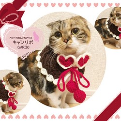 ラブリーなバレンタインのハートケープ♪猫、犬、ペット用 1枚目の画像