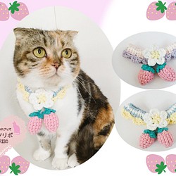 帶有棉線的搖擺粉紅色草莓項圈適用於貓，狗和寵物 第1張的照片