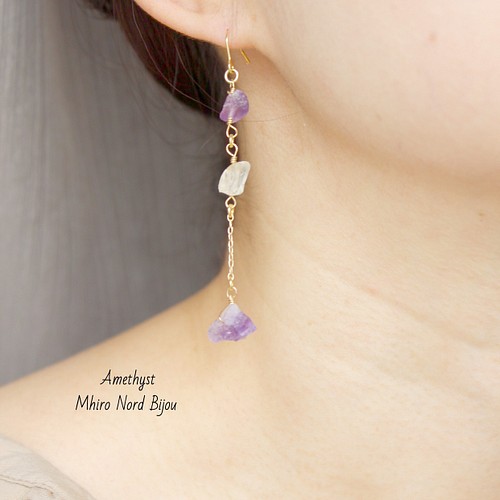 mili K18YG 宇和島アコヤパール Double Chain Dia Pierce L ピアス