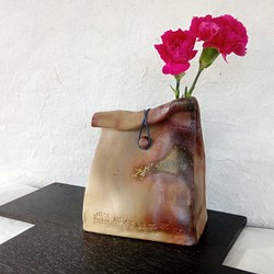 紙Bag・花器　備前焼 m-1 1枚目の画像