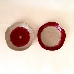 華の豆皿 (白×朱) 乾漆 2枚セット 1枚目の画像