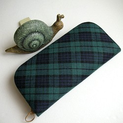 スコットランドのクラシックなツイルリネン（小さなハンドル）-長いクリップ/財布/小銭入れ/ギフト 1枚目の画像