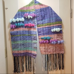 【手織りストール】◆羊毛手紡ぎ糸◆ウィービングタペストリー◆gimmickcharm 1枚目の画像