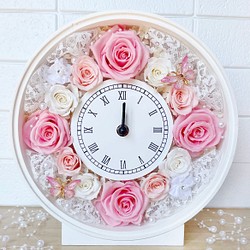 春の花時計 プリザーブドフラワー ピンク ウェディング 花時計 時計 