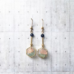 《Wannabe》黃銅天然石幾何系列耳環 原創文青氣質款【耳針/耳夾】 第1張的照片