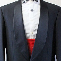 博多織カマーベルト　フォーマル　礼装　レッド　赤×ブラック（KM-11） 1枚目の画像