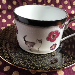 昭和レトロ猫のカップ&ソーサー(のら猫) 1枚目の画像