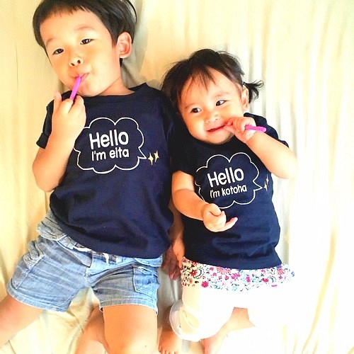 Hello ｔシャツ 名入れ ロンパースも 赤ちゃんも一緒に家族でお揃いコーデ ギフトにも 子供服 Hand Made Print Shop 通販 Creema クリーマ ハンドメイド 手作り クラフト作品の販売サイト