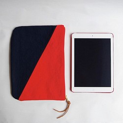 倉敷帆布bi-color pouch“100％ Orange × Midnight blue” 第1張的照片