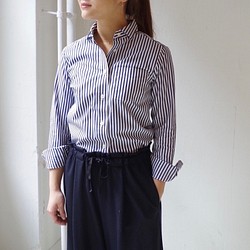 ◆SOLD OUT◆ ストライプベーシックシャツ "navy × white stripe " size:2 1枚目の画像