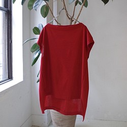 ◆售完◆側開式法式袖T卹“深紅色” 第1張的照片