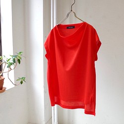 Sale 30%OFF!  サイドスリット フレンチスリーブTシャツ　 "red" 1枚目の画像