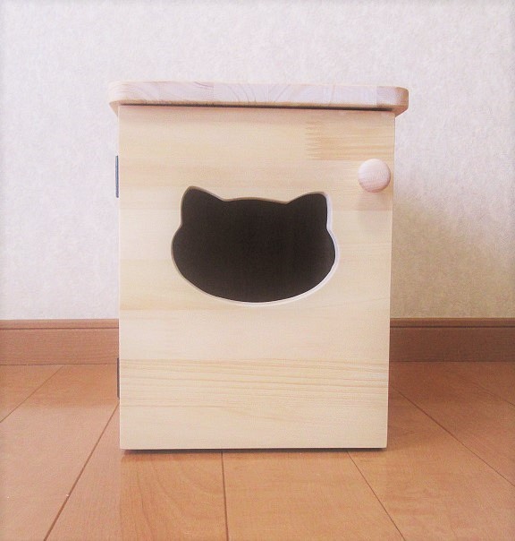 ペットフードBOX　木製　にゃんこフードBOX 1枚目の画像