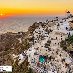 【送料無料】A4～A0版アート絶景写真「ギリシャ、サントリーニ島イアの夕日 A」 1枚目の画像