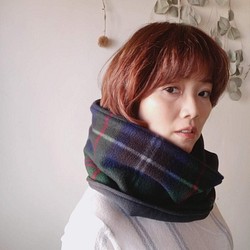 Green Check Double-sided Scarf 1枚目の画像