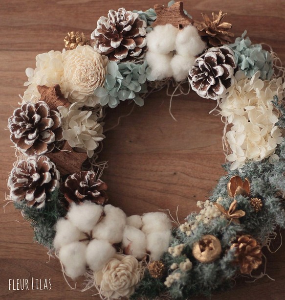 Christmas wreath〜white&blue❇︎Lサイズ 1枚目の画像