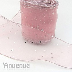 オーガンジー星空ワイドリボン（Pink）110mm×50cm 1枚目の画像