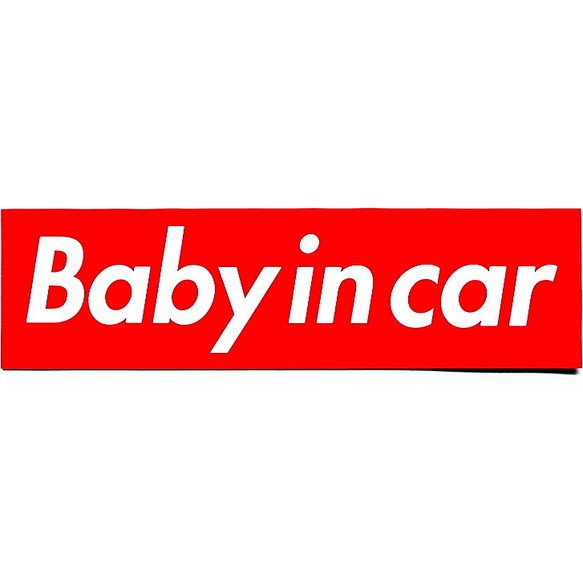 カーステッカー Baby in car Supreme Box Logoオマージュ 赤 雑貨