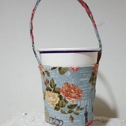 棉麻布: 環保杯套 飲料杯套 盆栽提袋 (多種花色可供選擇) 第1張的照片