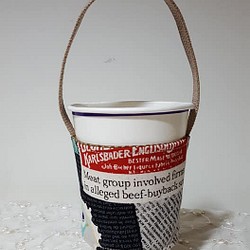 棉麻布 環保杯套 飲料杯套 盆栽提袋 (多種花色可供選擇) 聖誕禮物 第1張的照片