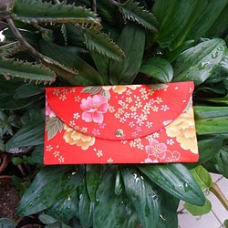 優秀な玄〜牡丹の花ラッキーレッドパケットバッグ通帳バッグ 1枚目の画像