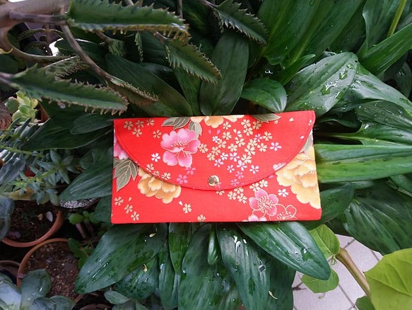 優秀な玄〜牡丹の花ラッキーレッドパケットバッグ通帳バッグ 1枚目の画像