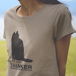黒猫Tシャツ【半袖：シルバーグレー：WSサイズ】レディース・ウーマン仕様 1枚目の画像