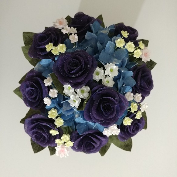 布澗手作布花坊-幸運草小花束,客訂單,紫與藍的華麗圓舞曲 第1張的照片