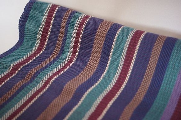 手織り　コットン・ストール（青・水色・紫・白） 1枚目の画像