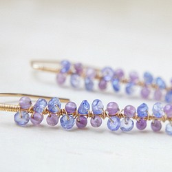 坦桑石和紫水晶長耳環14kgf 第1張的照片