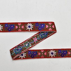 チロリアンテープ 50cm　お花とハート（赤/2.5cm幅） 1枚目の画像
