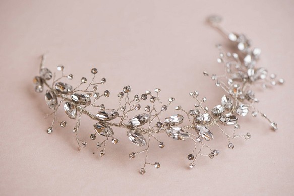 Swarovski Elements創作水晶枝蔓新娘頭飾／髪飾／髪箍 第1張的照片