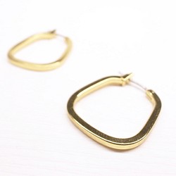 《二毛銀》【18K金黃銅底方條造型圈圈耳環】（一對） 第1張的照片