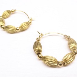 《二毛銀》【串珠圈圈耳環系列-典雅黃銅圈圈耳環】（一對） 第1張的照片