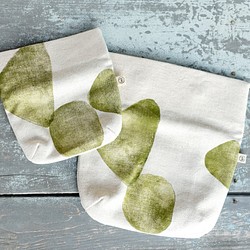 山の石の沼の緑の磁気バックルの収納袋の手で印刷され、染められた化粧品の袋の普遍的な袋の小銭入れ 1枚目の画像
