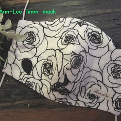 国産リネン 立体マスク  Rose刺繍　 Ann-Lee 1枚目の画像
